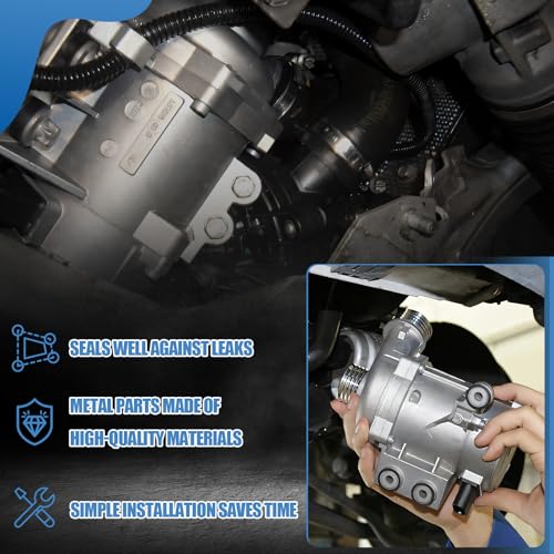 11517563183 11517521584 Electric Engine Water Pump W/Thermostat Compatible with BMW X3 Z4 X5 E90 328i 323i 128i 528i, OE# 11517586925 11517546994 11517586924 - size: Water Pump W/Thermostat
