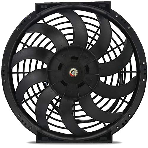 Upgraded 90 Watt Motor Reversible Electric Auto Engine Fan 12 Volt Radiator Condenser Cooler High Performance Best Air Flow Power CFM for Car Truck (12" Inch) - color: Black, size: 12" Inch