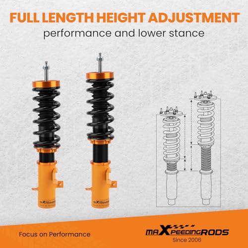 maXpeedingrods Coilovers for Chevy Camaro 2010-2015, 24 Levels Damper Adjustable Coilovers Suspension Kit, Height Adjustable Lowering Kit, Gold