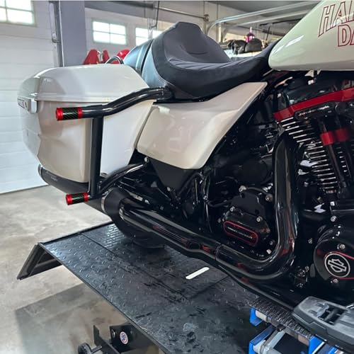Motorcycle front and rear crash bar decorative wheels, engine crash bar sliders, and saddlebag crash bar decorative covers, CNC machined with embedded carbon fiber accents (red) - color: red