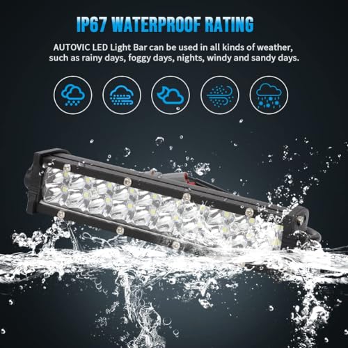 Universal Light Bar Kit, Motorcycle Off Road Light Bar Waterproof with Upgrade Mounting Brackets Durable Aluminum Switch for CRF110 KLX110 TTR110 YZ250F Plug and Play fits Most 7/8" Handlebar - size: Light Bar with Aluminum Switch