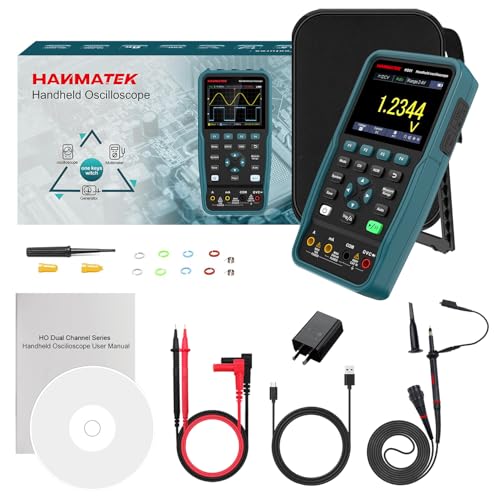 HANMATEK 3 in 1 Handheld Oscilloscope Multimeter,Waveform Generator HO51 with 3.5" TFT Oscilloscop, Auto-Calibration Function, Memory Function, Multi Tester - style: 50Mhz+Generator+1 Channel