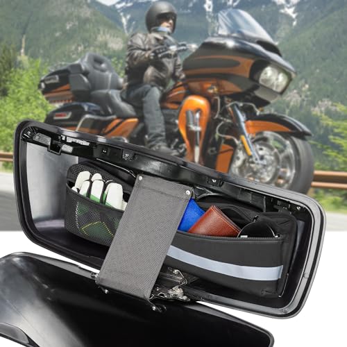 Rexmica 2pcs Hard Saddlebag Lid Organizer Fit for Harley Davidson 1993-2022