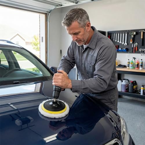 6Pcs 6 Inch Wool Polishing Buffing Pad Polishing Buffing Wheel with M14 Drill Adapter, Car Buffer Drill Attachment, Drill Buffer Polisher Attachmen for Car, Glass, Tile, Tire Polishing & Waxing - size: 6 Pcs 6 Inch