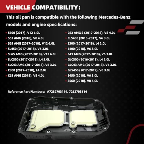EPPO Transmission Oil Pan 7252703114 Compatible with B-e-nz C300, C63 AMG, C63 AMG S, E300, E400, E43 AMG, GLE43 AMG, GLC300, GLE43 AMG, S450, S560, S600, S63 AMG, SL450 A7252703114 - size: 7252703114