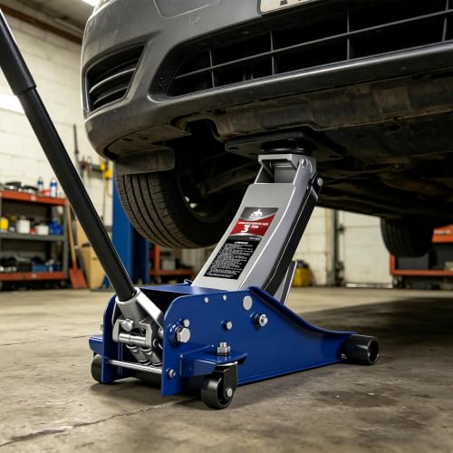 Jack Boss 6600LBS Floor Jack, 3 Ton Capacity Car Jack, Low Profile Protable Hydraulic with Dual Pumps, Quilckly Lift and Slow Descent, Lifting Range 3-1/8" Min to 20" Max Blue and Grey - color: Blue, size: 3 Ton Dual Pump