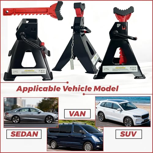 HENBOW Jack Stands,3 Ton(6600Lbs) Capacity Black, 1 Pair - color: Black