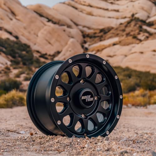 RockTrix RT111 12x7 ATV UTV Wheel 4x156 4+3 Offset, Matte Black, 4pc Set - size: 12x7 (4+3) 4pc