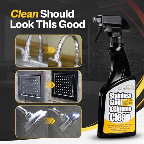 FLITZ Stainless Steel & Chrome Clean - 16oz Bottle, USA-Made Stainless Steel Cleaner Spray for Appliances - Grill, Fridge, Sink Stain Remover - Also Works on Aluminum Surfaces (1 Pack) - size: 16 Fl Oz (Pack of 1)