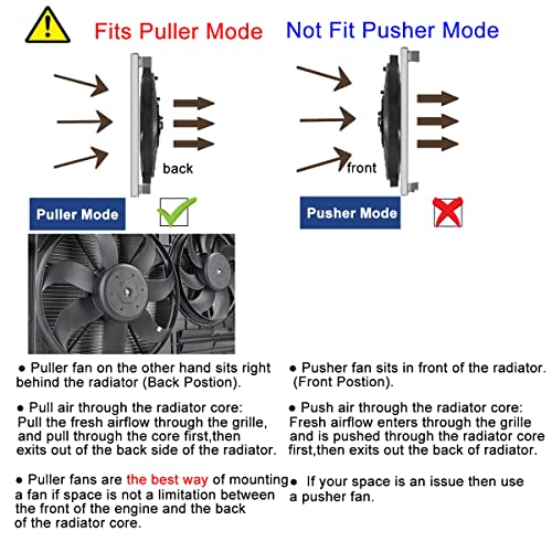 Mupera 12 Inch Curved Electric Radiator Cooling Fan Push/Pull w/Mount Kit - size: Curved-12 inch