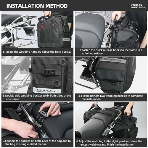 Rhinowalk Motorcycle Saddlebags Waterproof 25L Saddle Bag Quick Release side bag Fits Most Adventure and Sports Bike Motorcycle Racks,1 pack - size: 25L