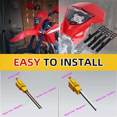AnXin Dirt Bike LED Headlight for CRF250R CRF250F CRF450R CRF250L CRF450L - color: red