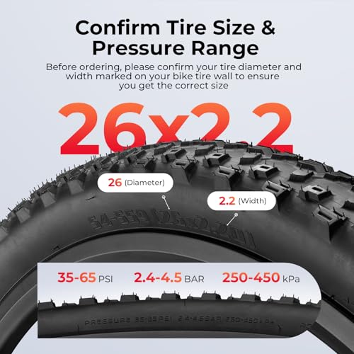 26/27.5x2.2 Mountain Bike Tires with Inner Tubes & Tire Levers (2 Sets) | Cross Country Bicycle Foldable Replacement Tires - High-Traction Off-Road Tires for Trail and XC Riding - size: 26x2.2