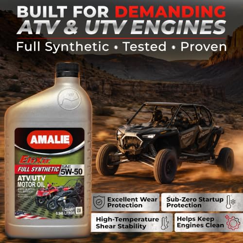 AMALIE Elixir 5W-50 Full Synthetic ATV & UTV Motor Oil (160-72516-56) 1 Quart Bottle, Pack of 12 | Made in USA - size: 1 Quart (Pack of 12)