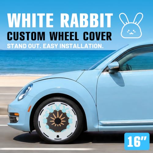 Winjet 16 Inch Set of 4 Aero disc Full Coverage Wheel Covers Replacement R16 Hub Caps,Auto Tire Replacement Exterior Cap,Universal Wheel Rim Cover Snap On Car Truck SUV (16 Inch,White-Rabbit) - color: White-Rabbit, size: 16 INCH