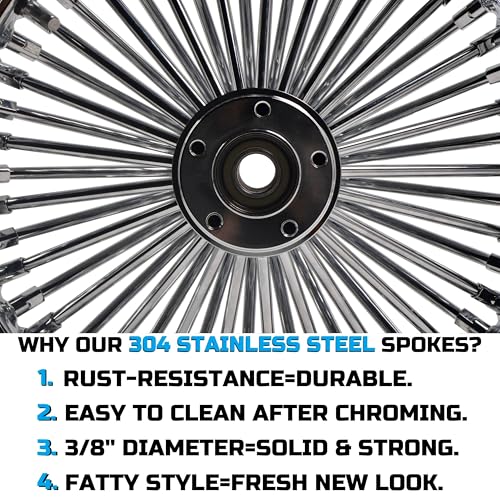 FatFlex 16" Rear Wheel Chrome Fat Spokes 3.5" Rim - color: 16" x 3.5" Chrome+Chrome+Chrome(NON-ABS)