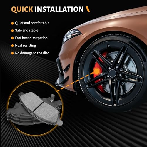 D1592 Front Ceramic Brake Pads Kit Fit For Nissan Versa 2012 1.6 S/SL/SV, For Versa 2013-2019, Versa Note 2014-2019 - style: HZ1592