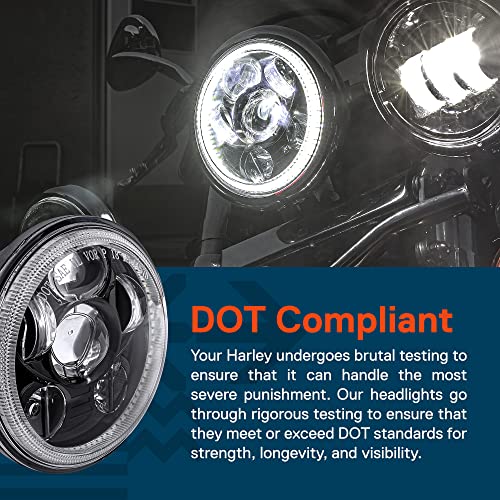 TRUE MODS 5.75 Inch LED Headlight for Harley Davidson Halo DRL Round - color: Black, size: HALO