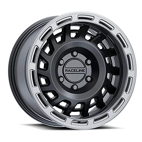 Raceline Wheels Aluminum Truck Wheels, 957BS HALO, Satin Black Finish w/Silver Ring, 17X8.5" 6X120 Bolt Pattern 0mm Offset, Multi-Spoke Design, SUV Automotive Wheels, Car Accessories, Black Rims
