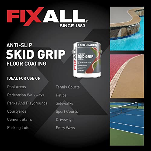 FIXALL Skid Grip Anti-Slip Coating, 1 Gallon, Smoke, Exceeds ADA Standards, Ideal for Safety Areas, Slip-Resistant Pavement, Cement & Concrete Paint - color: Smoke, size: 128 Fl Oz (Pack of 1)