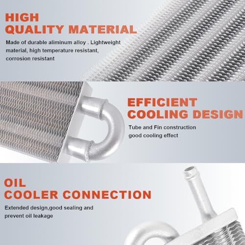 BARTOO Universal 5/16" Transmission Oil Cooler Kit, Aluminium alloy 2 Pass Tube and Fin Oil Cooler Kit (Sliver) - color: Sliver, size: 2 Pass