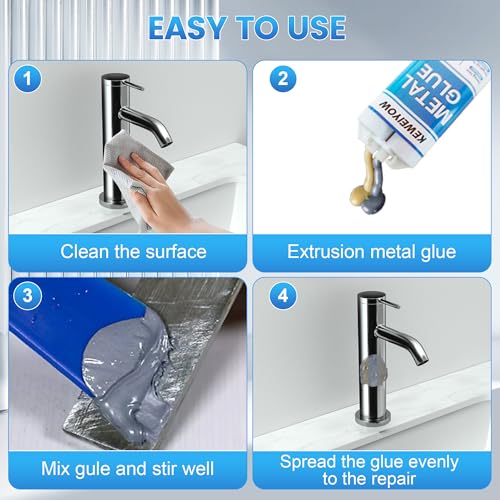 Metal Epoxy Glue Heavy Duty Waterproof, Liquid Welding Adhesive, Automotive Body Filler & Exhaust Repair Kit, Bonds Metals, Plastics, Stainless Steel, Iron, Aluminum, 1.76 oz