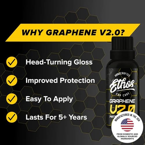 Ethos Handcrafted Car Care Graphene Matrix Coating with Applicator - Graphene Ceramic Coating | 5+ Years of Protection | Incredible Hydrophobic - Revolutionary Graphene Nanotechnology - color: V2.0 - 50ml