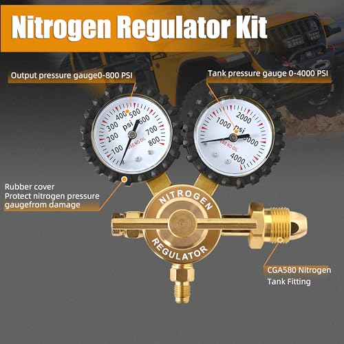 Black 4000Psi Nitrogen Shock Fill Kit Nitrogen Regulator Kit Compatible with Shock with Schrader Valve Off-road Bike, ATV, UTV,Moto,Kawasaki,Yamaha