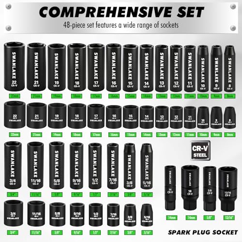 105-Piece 3/8" Drive Impact Socket Set, SAE (5/16 to 3/4 inch) and Metric (8-22mm) 6 Point CR-V Steel Socket Wrench Set, Extension Bars, Universal Joint, Ratchet Handle, Screwdriver Bit Mechanic Tool - style: 3/8'' 105PCS