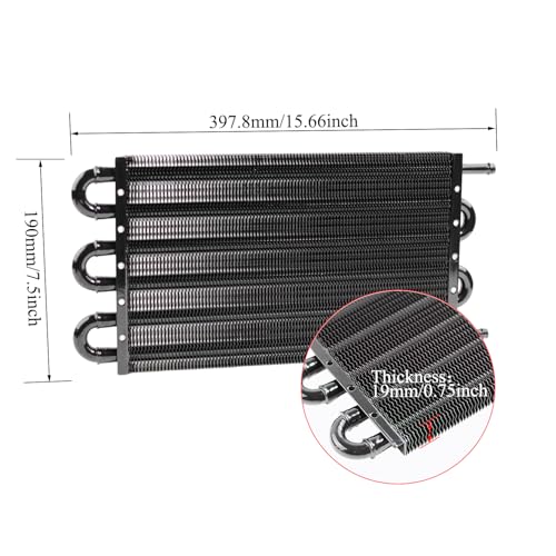 Transmission Oil Cooler Kit, Aluminium alloy Radiator with 5/16" Tube and Hose Mounting Kit(Black) (6 Pass) - color: Black, size: 6 Pass
