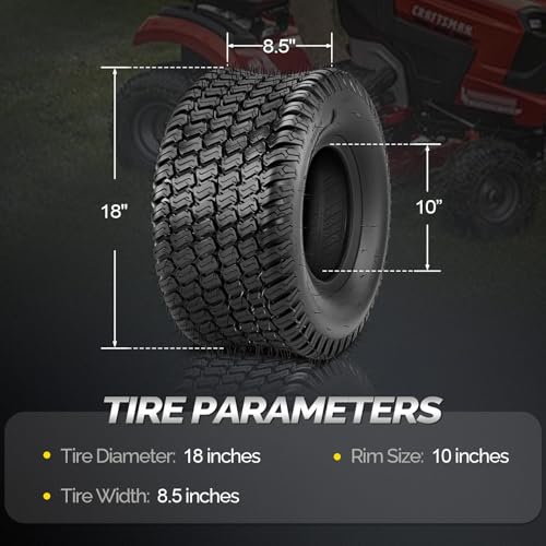 TUFFIOM 20x10.00-10 Lawn Mower Tires Set of 2, 4PR Turf Tire Lawn & Garden Tires, Compatible With Most Lawn & Garden Utility Vehicles, Tubeless - size: 20x10.00-10