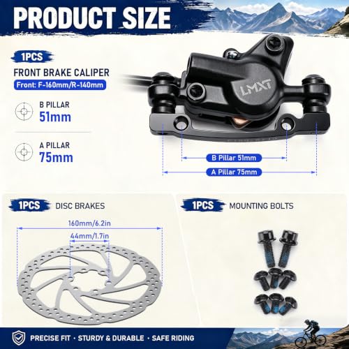 TOBWOLF Front Left Dual Piston Hydraulic Disc Brake Kit with 160mm Rotor - color: 85cm Front Left Hydraulic Brakes - Dual Piston