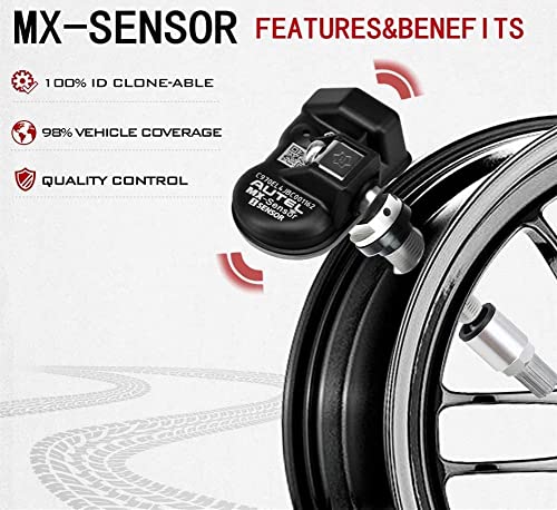 Autel TPMS Sensors Set of 4 Programmable MX Sensor for Tire Pressure Dual Frequency 315MHz/433MHz Autel Sensor Rubber Stem Programmable by TS508 TS408 TS508WF TS608 MS906TS ITS600 MS906PRO-TS - size: Sensor Rubber 4 pcs