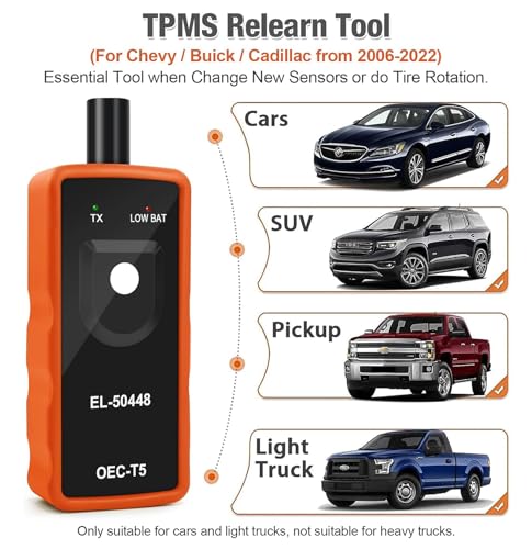 JDIAG EL-50448 TPMS Relearn Tool for Auto Tire Pressure Monitor System Sensor Activation TPMS Reset Tool OEC-T5 for Buick/Chevy/Cadillac Series Vehicles 2026 Edition - color: Orange