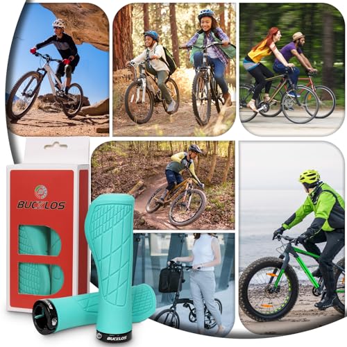 BUCKLOS Single Lock-on Bike Handlebar Grip MTB Mountain Bike Ergonomic Grip - color: Green (Ergonomic)