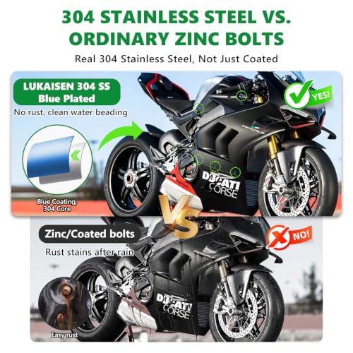 207Pcs Motorcycle Fairing Bolt Kit, M5 M6 Stainless Steel 304, Blue - color: 207PCS Blue