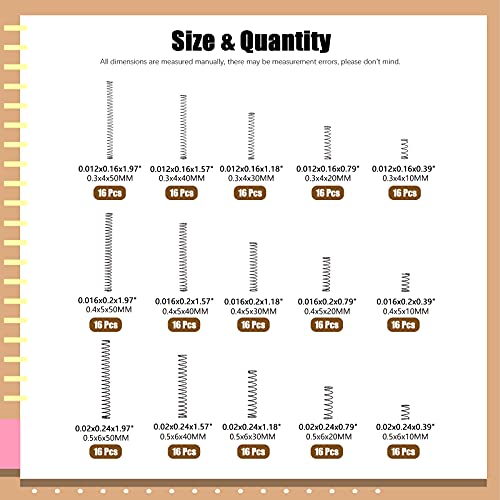 240Pcs 15 Sizes Compression Springs Assortment Kit, Mini Stainless Steel Extension Springs for Shop and Home Repairs, 0.39" to 1.97" Length, 0.16" to 0.24" OD, 10mm - 50mm Length, 4-6mm OD