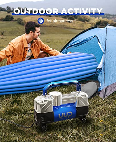UUP Portable 12V Air Compressor, 150 PSI Tire Inflator with Dual Cylinders - color: Blue1
