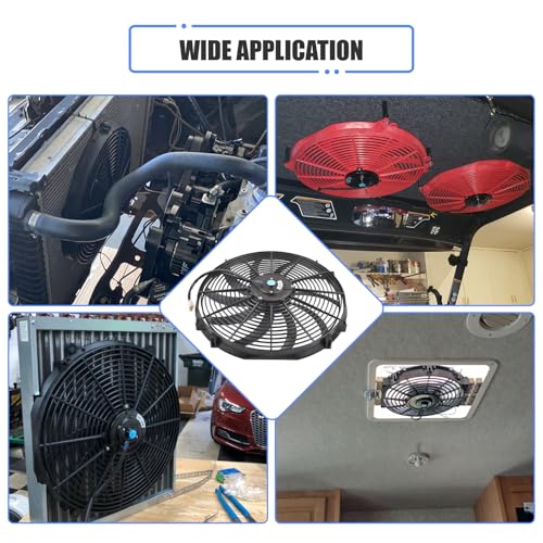 16" Slim Fan Push Pull Electric Radiator Cooling Fan, Black, 2 Packs - color: Black, size: 16'’(2 Pack)