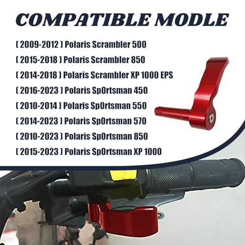 Aluminum Thumb Throttle Control Lever Red - Direct Fit for Polaris Sportsman 450/550/570/850/XP1000 and Scrambler 550/850/XP1000 EPS (2009-2024), Replace Part # 2010359, 2010336 - color: Red