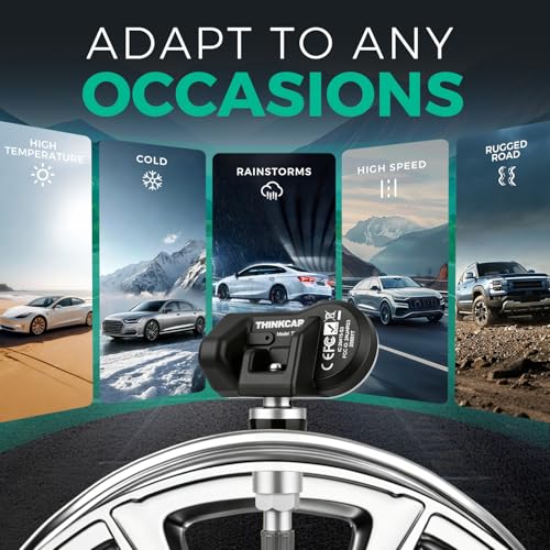 THINKCAR TPMS Sensors Set of 4, 2-in-1 315-433MHz MX-Sensor, Universal Programmable Tire Pressure Monitoring Sensors, OE-Level Replacement Tire Sensors for Kingbolen and THINKCAR Scanners
