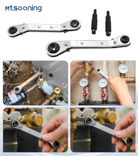 3Pcs HVAC Service Wrench Tool,Refrigeration Wrench with Hexagon Bit Adapter