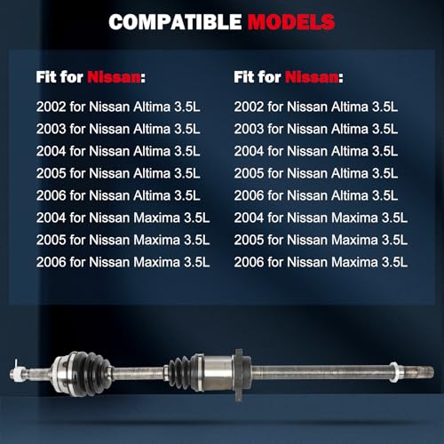 CV Axle 66-6215 for Nissan Altima/Maxima 2002-2006 Front Right Manual - size: 18-0021