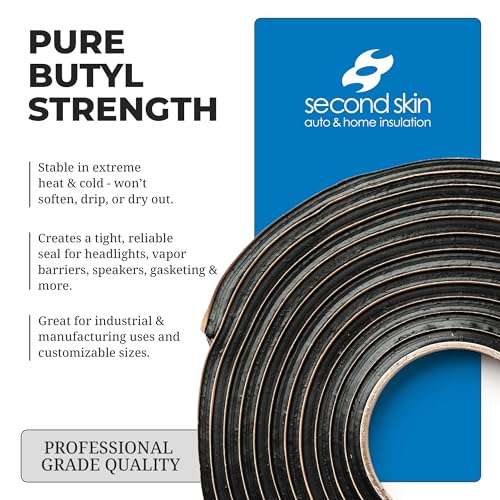 Second Skin Butyl Tape, 20 Roll (20ft x 1/2” x 1/4”), Black Sealant Tape - size: 20 Butyl Tape