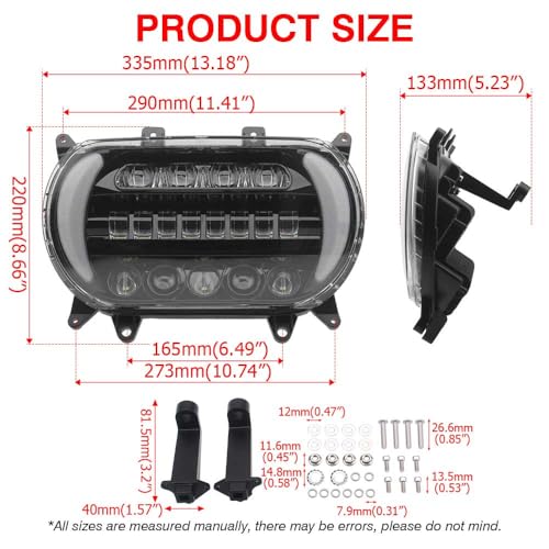Motorcycle Headlamp Aluminum LED Headlight w/DRL Turn Signal Light Fit for 2015-2025 Harley Touring Road Glide,Black