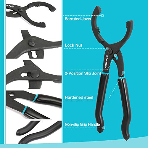 DURATECH 30.5cm(12인치) 오일 필터 플라이어 및 3개의 조 조절 가능한 오일 필터 렌치