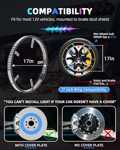 17" Three Rows Double Sided Wheel Lights RGBW LED Wheel Ring Lights - size: 17inch