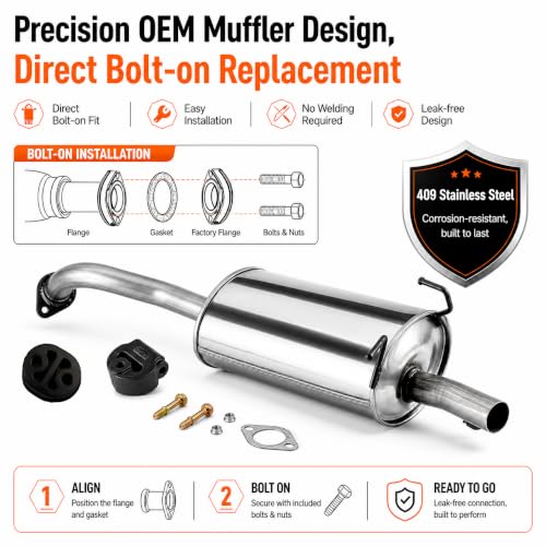 409 Stainless Steel Rear Exhaust Muffler for 2015-2016 CR-V 2.4L CRV45 - size: For 2015-2016 Honda CR-V