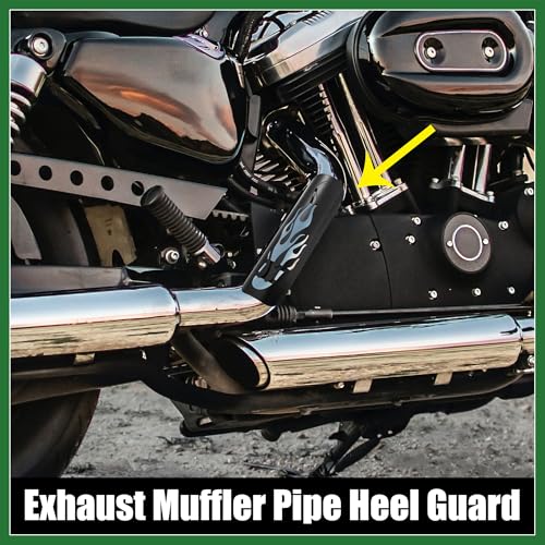 Motoforti Motorcycle Exhaust Heat Shield Pipe Guard for Harley Flame Black