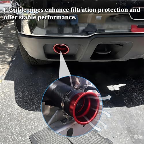 3" Car Turbine Intake Pipe, Adjustable Flexible Aluminum Vehicle Cold Air Intake Tube, Automotive Ducting Turbo Inlet Tube Pipe, Universal for SUV Automobile Truck (Black) - color: Black
